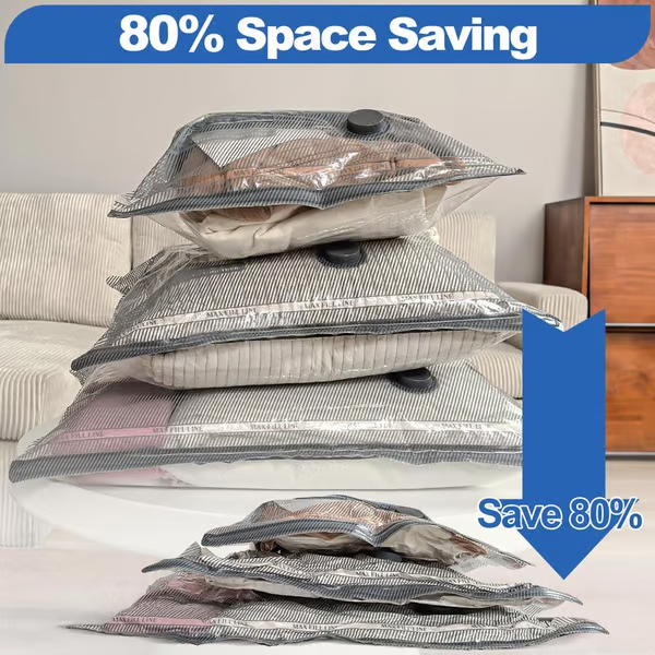 📦 50% DE RÉDUCTION ! 🔥 6 Sacs de Compression Sous Vide USB - Économisez 80% d'Espace, Imperméables et Réutilisables pour Voyage/Rangement ✈️🧳