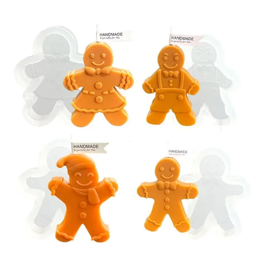 3D Smile Gingerbread Man Silicone Candle Mold DIY Christmas Gift Making Tools Handmade Soap Gypsum Resin Crafts Molds Home Decor