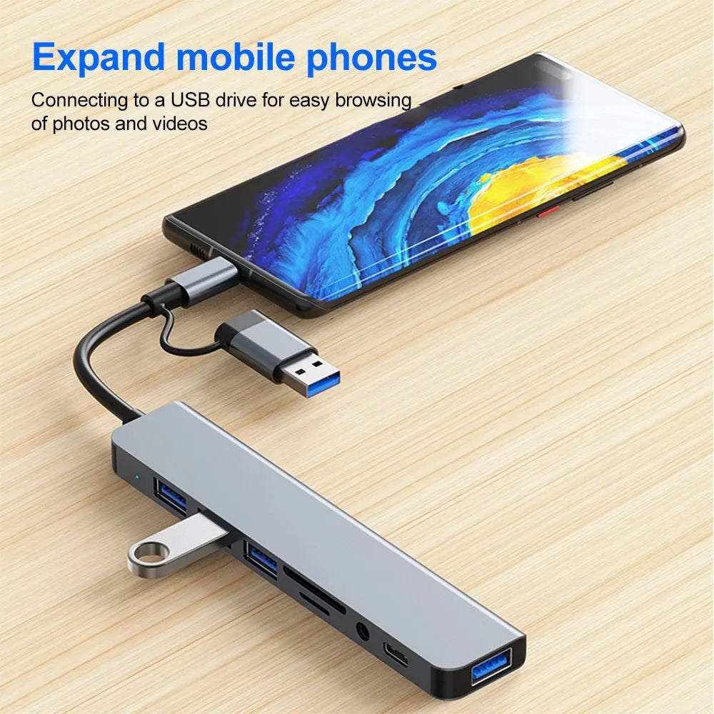 PowerLink Pro – 8-in-2 USB + Type-C Hub Station