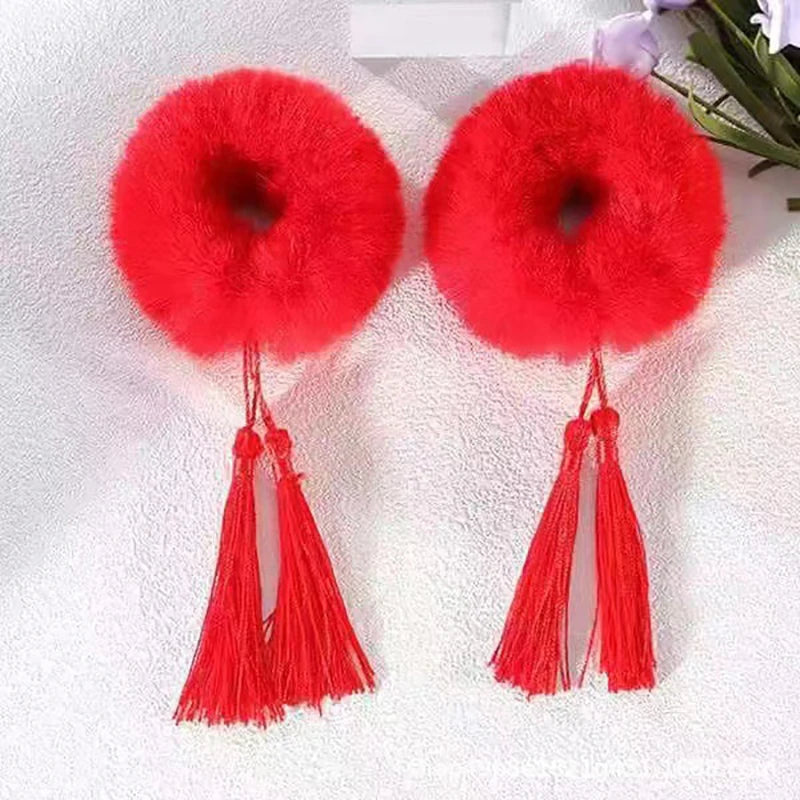 1 Pair Flexible Chic Chinese Style Children Hair Bands Soft Hair Ties Stretchy For New Year