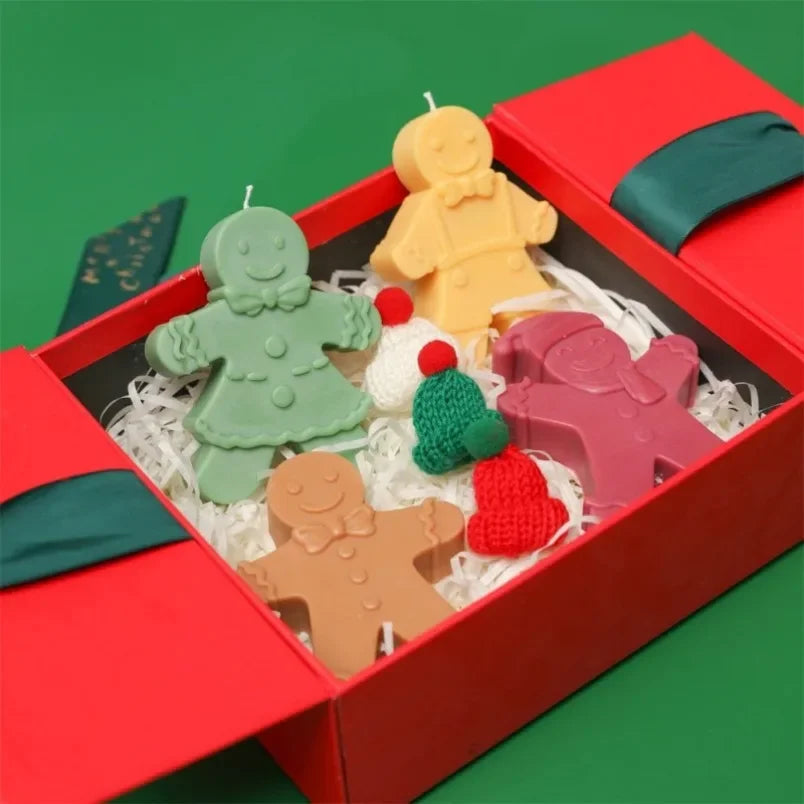 3D Smile Gingerbread Man Silicone Candle Mold DIY Christmas Gift Making Tools Handmade Soap Gypsum Resin Crafts Molds Home Decor