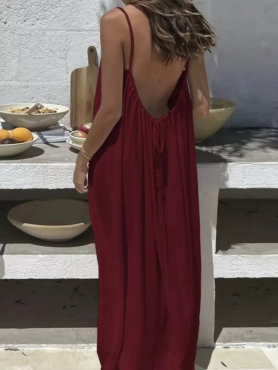 BreezeMuse™ Backless Maxi 🌸 — Adjustable Fit, Summer Flow