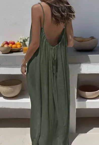BreezeMuse™ Backless Maxi 🌸 — Adjustable Fit, Summer Flow