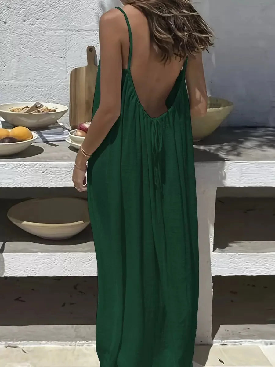 BreezeMuse™ Backless Maxi 🌸 — Adjustable Fit, Summer Flow