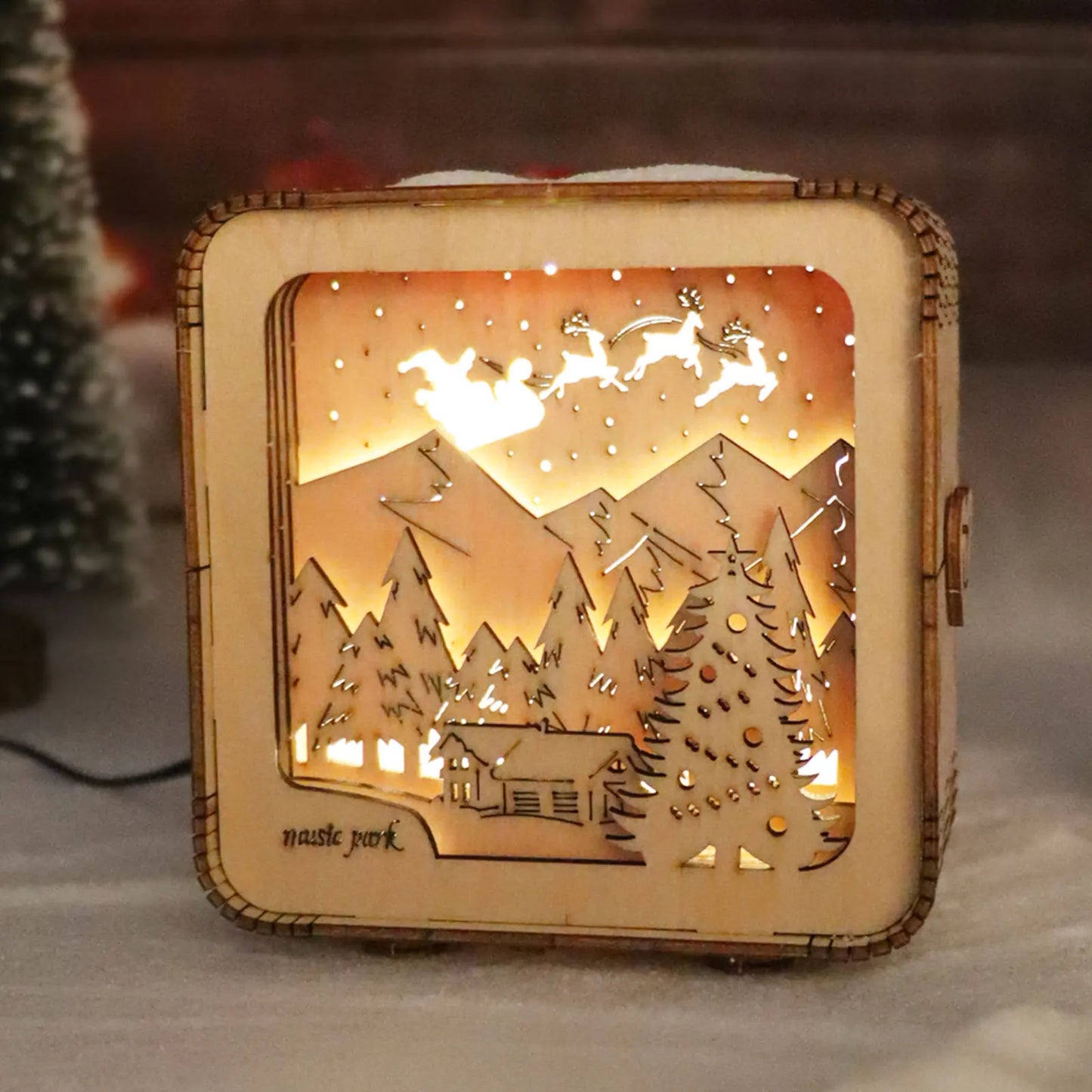 Cozy Christmas Glow: 3D Wooden Puzzle Night Light