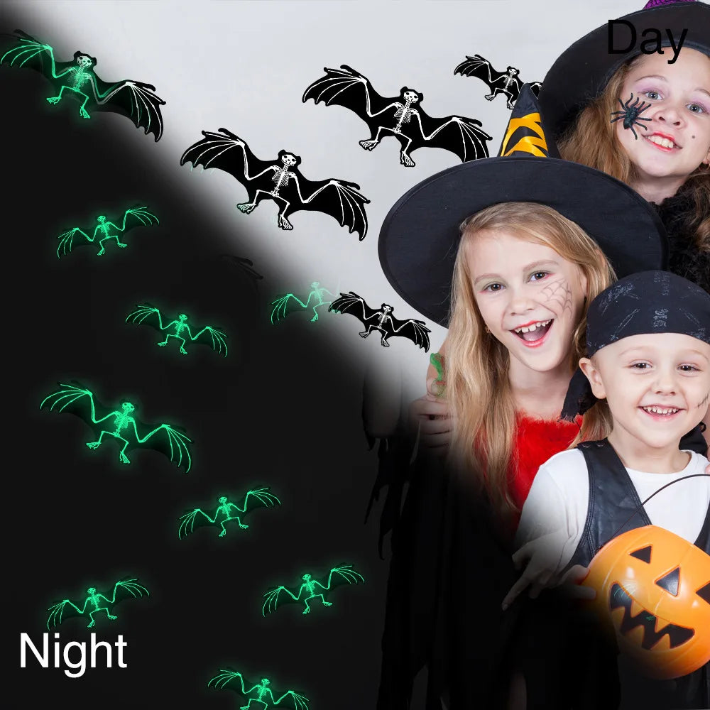 Glow-in-the-Dark Bat Stickers – Spooky 3D Wall Decor for Halloween!