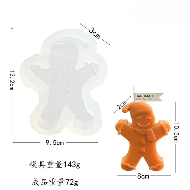 3D Smile Gingerbread Man Silicone Candle Mold DIY Christmas Gift Making Tools Handmade Soap Gypsum Resin Crafts Molds Home Decor