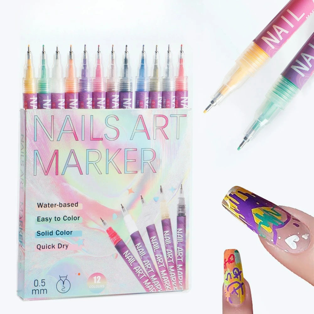GlamStroke™ 12-Color Nail Art Pens