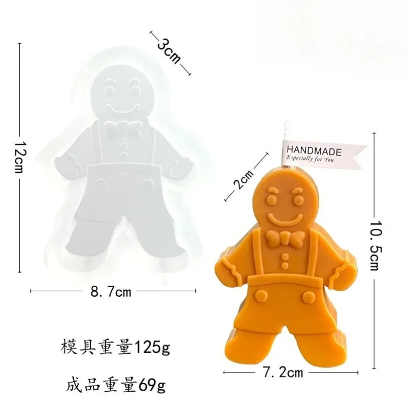 3D Smile Gingerbread Man Silicone Candle Mold DIY Christmas Gift Making Tools Handmade Soap Gypsum Resin Crafts Molds Home Decor