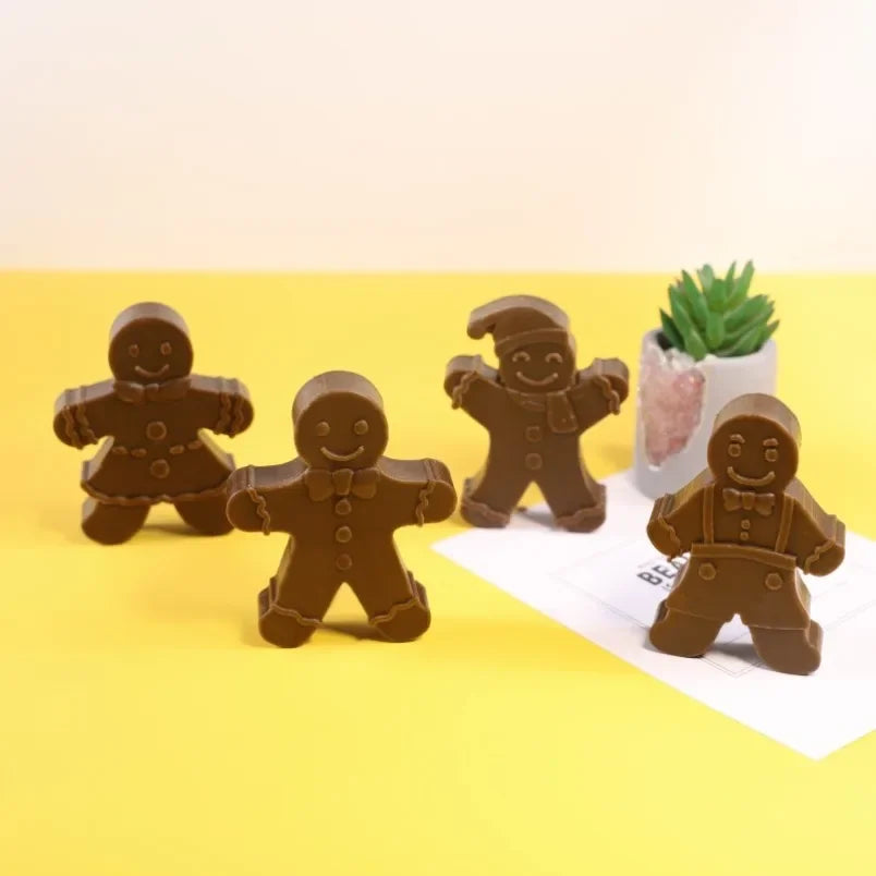 3D Smile Gingerbread Man Silicone Candle Mold DIY Christmas Gift Making Tools Handmade Soap Gypsum Resin Crafts Molds Home Decor
