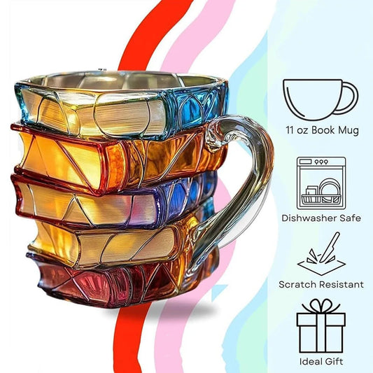 BookBrew™ 3D Stacked Books Mug 📚☕