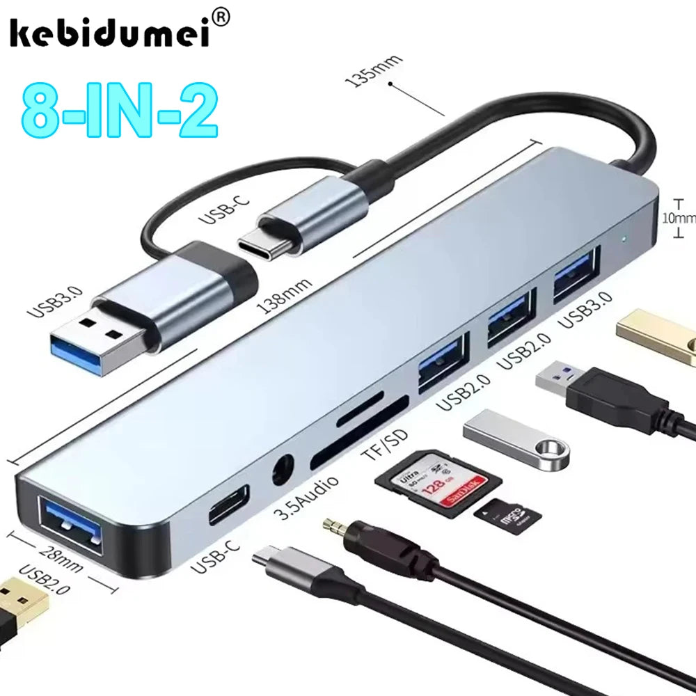 PowerLink Pro – 8-in-2 USB + Type-C Hub Station