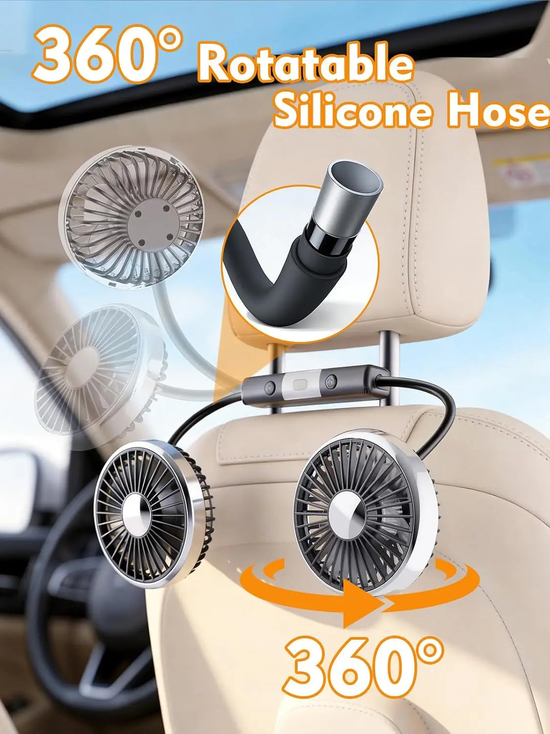🚗💨 360° Dual USB Car Fan – Cool Every Seat
