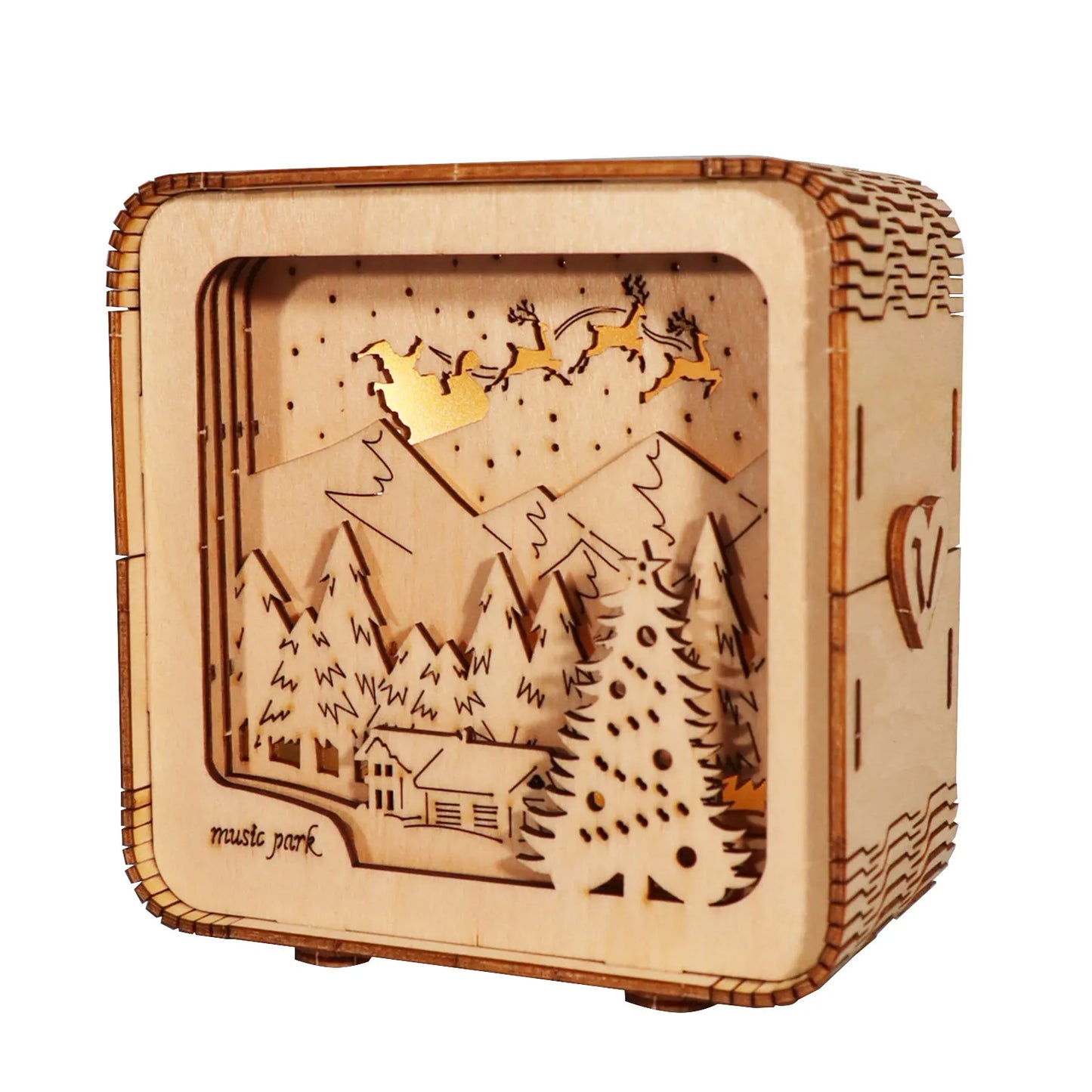 Cozy Christmas Glow: 3D Wooden Puzzle Night Light